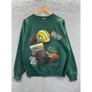 VINTAGE Green Bay Packers Sweatshirt Mens Large Green Nutmeg Embroidered Logo